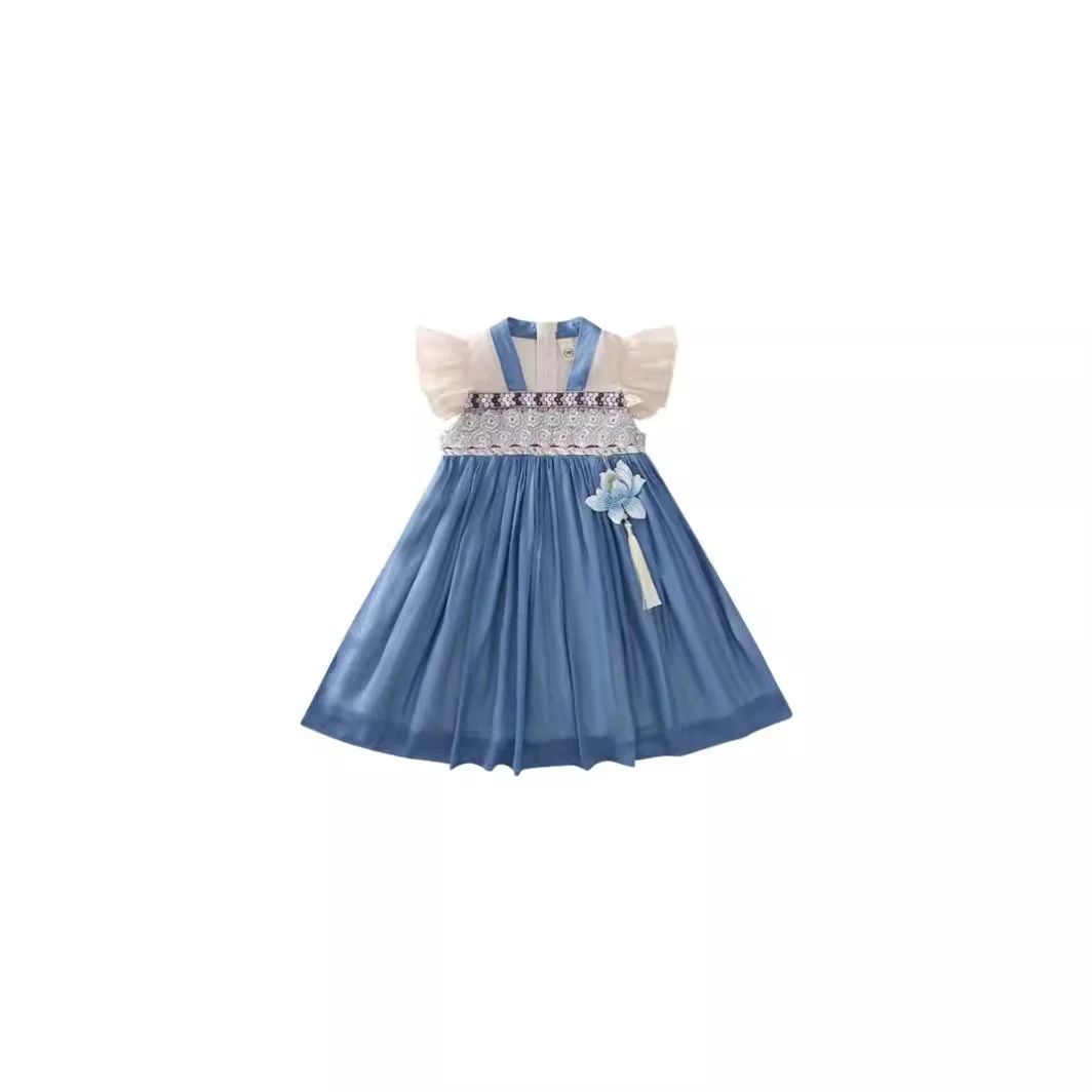 [Counter Quality] Girls' Dress Summer Dress  Frog Button Short Sleeve Cheongsam Dress Chinese Style Han Costume Fashionable Skirt - Deanwangkt