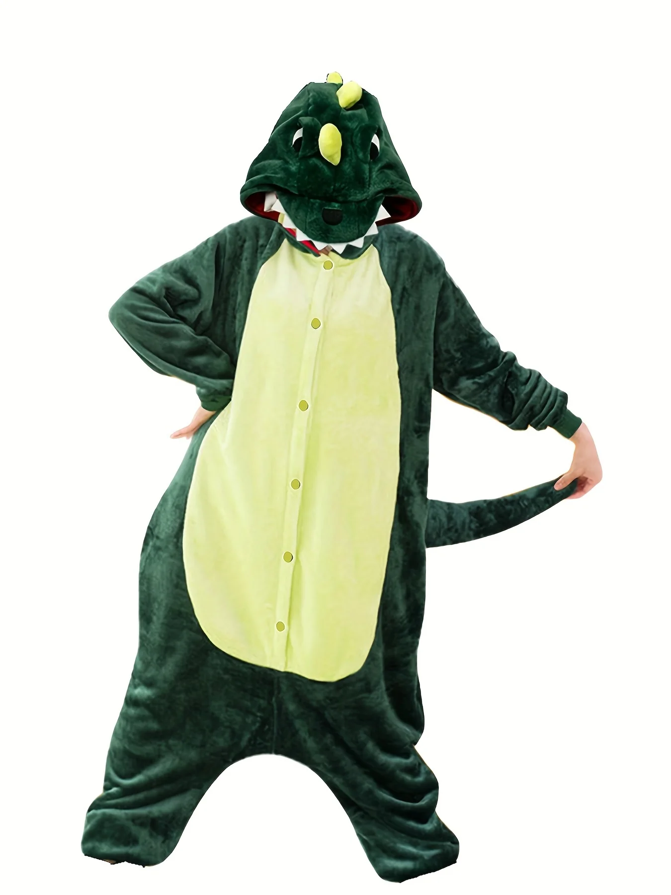Comfy Unisex Dinosaur Onesie Pajamas - Hooded, Durable Knit for Parties & Cosplay - Deanwangkt