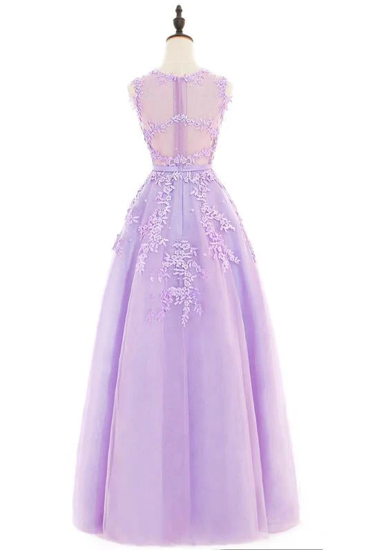 Solvbao Beautiful Purple Ball Gown Tulle Long Party Dress, A-line Prom Dress - Deanwangkt
