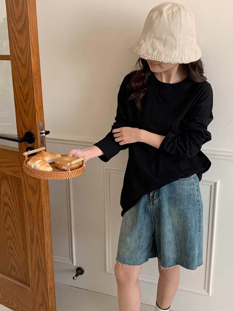 Siyuan minimalist row style large silhouette blouse long-sleeved T-shirt delicate nude and thin sunscreen bottoming shirt women's summer 8945 - Deanwangkt
