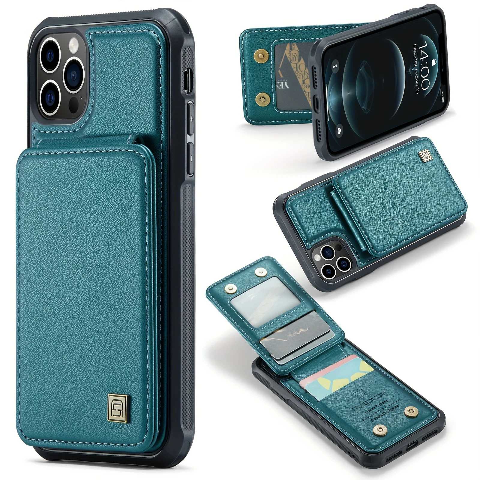 Durable Phone Case with Card Wallet & Anti-theft Compartment - For Couples - Secure Fit for iPhone 14 Pro Max, 12 mini, 11 Pro - Car Mount Ready - Deanwangkt