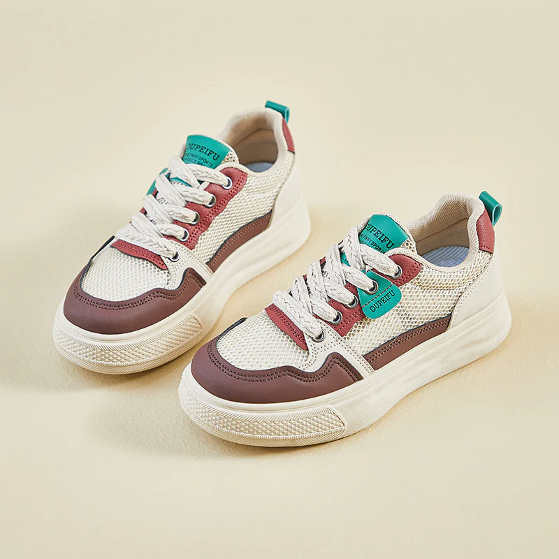 2025 summer little white shoes new Korean version ins female students thick sole heightening mesh breathable casual XF1239-3 - Deanwangkt