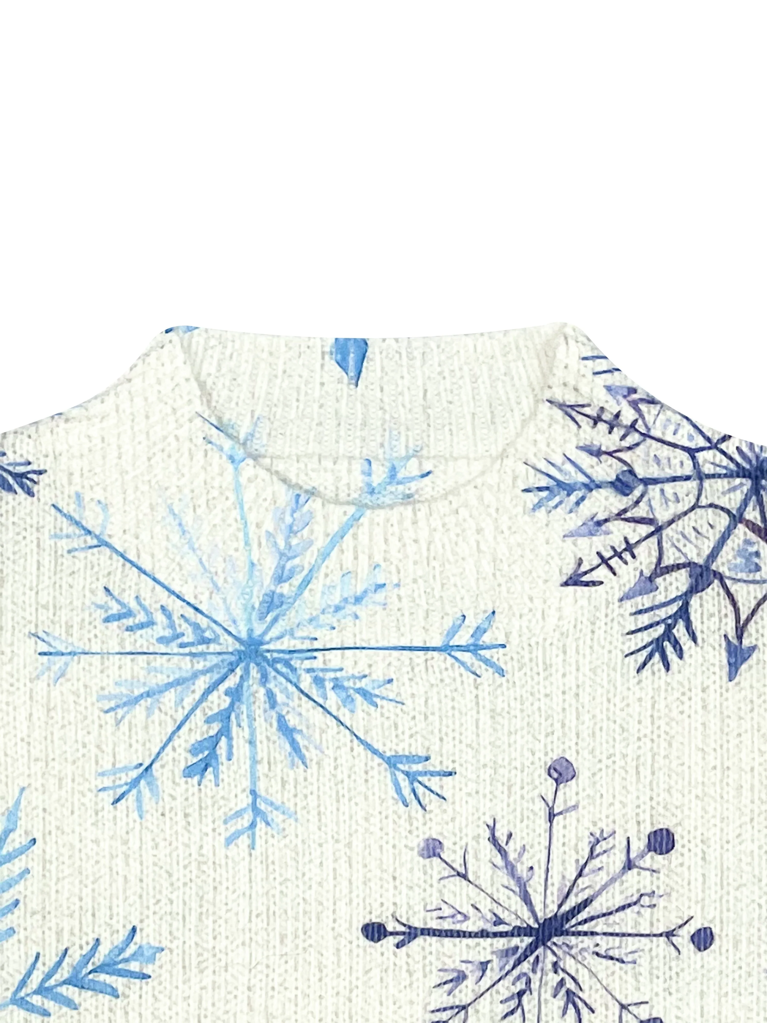 Women's Christmas Snowflake Print Pullover Sweater - 100% Polyester Knit Fabric, Stand Collar, All Season Comfort, Young Style - Deanwangkt