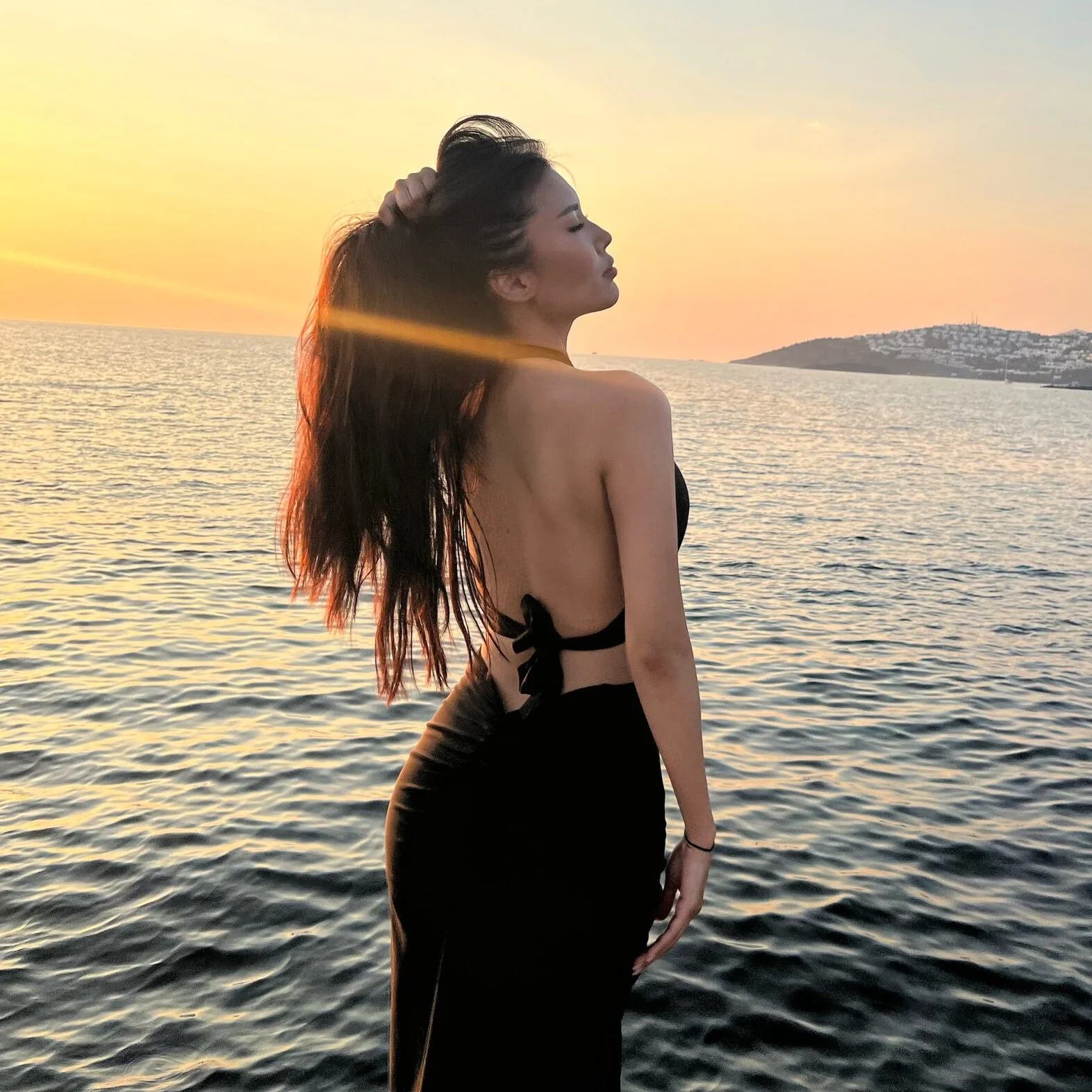 beach vacation style neck vest, crop top, high waist split skirt, two-piece set, Spice Girl temperament - Deanwangkt