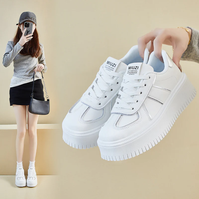 2025 spring white shoes new Korean version ins female students platform heightening casual shoes board shoes street shot RM8660 - Deanwangkt