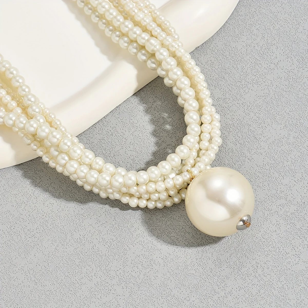 1pc Big Faux Pearl Decor Faux-Pearl Necklace, Elegant Style Imitation Pearl Necklace, Evening Clavicle Chain Jewelry - Deanwangkt
