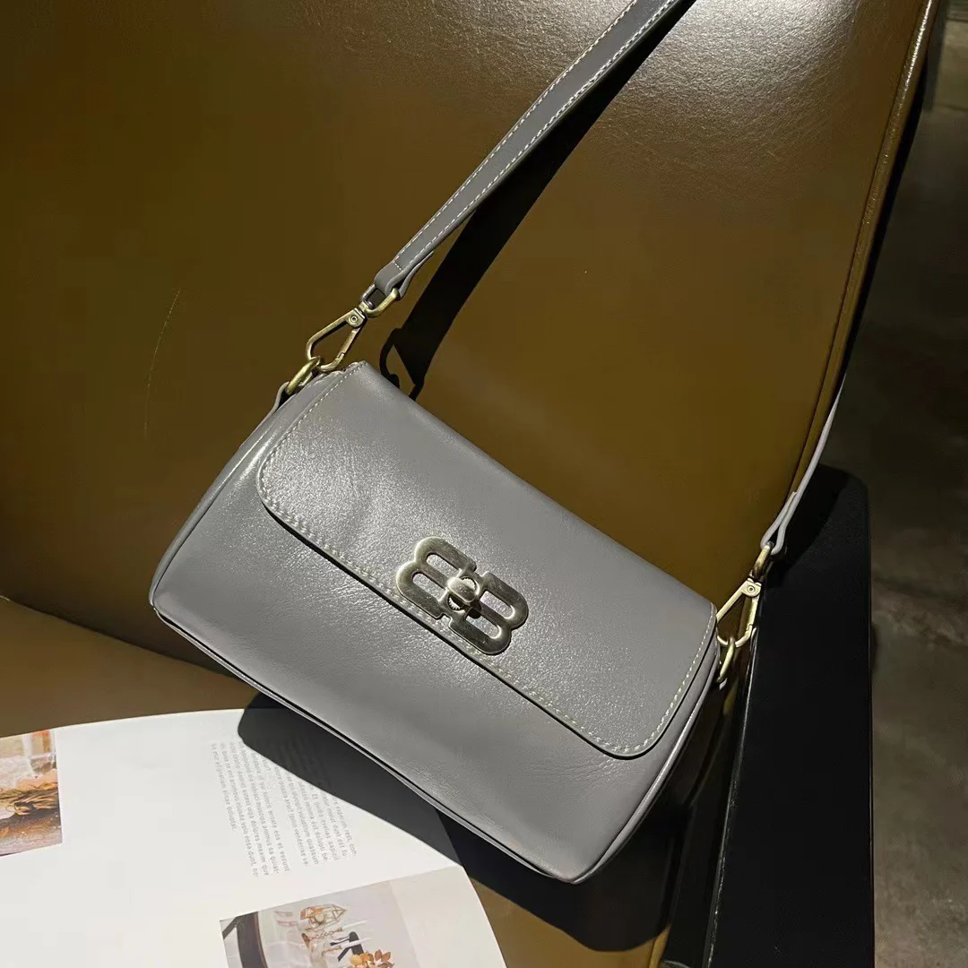 The first layer of cowhide vegetable tanned leather leather women's bag messenger bag retro small square bag big brand casual broadband versatile 834 - Deanwangkt