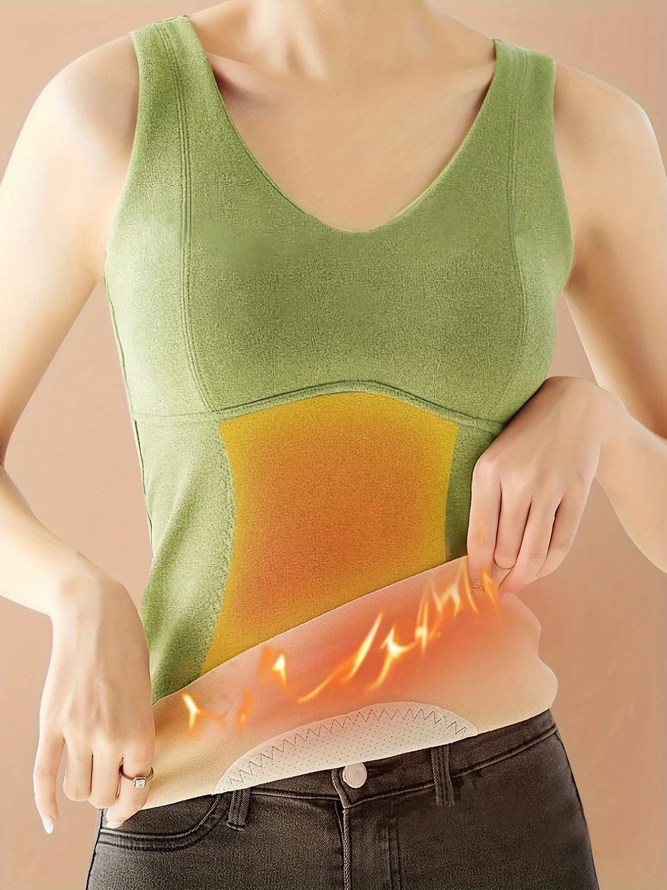 Buy 1 Get 1 Free, total of 2 Pcs Solid Plush Lined Thermal Underwear - Soft, Round Neck, Slim Fit, Tank Top Style, Women's Winter Underwear & Lingerie for Fall Season - Deanwangkt