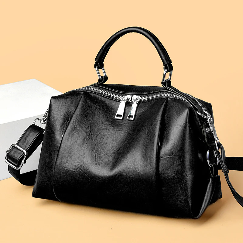 Light Luxury Soft Leather Handbag Women's Boston Pillow Bag  New Fashion Large Capacity Shoulder Messenger Bag - Deanwangkt