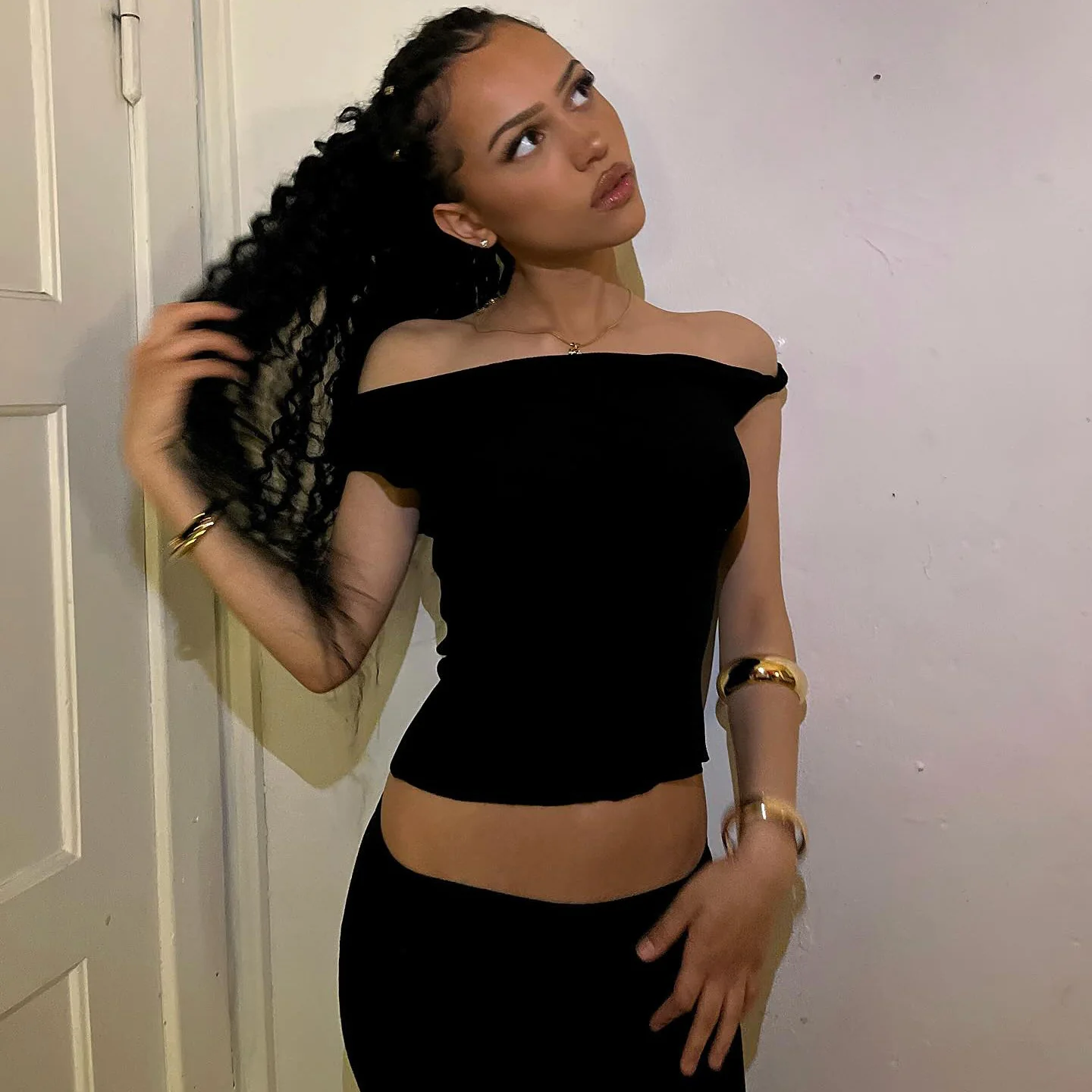 celebrity style fashionable and sexy one-word shoulder navel vest summer new Spice Girl slim-fitting eye-catching female customization - Deanwangkt