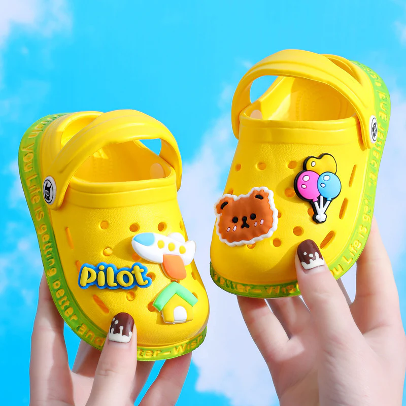 DEANWANGKT Eva Children's Closed Toe Hole Shoes Summer Girls Boys Baby Indoor Soft Bottom Non-Slip Kid's Cartoon Sandals - Deanwangkt