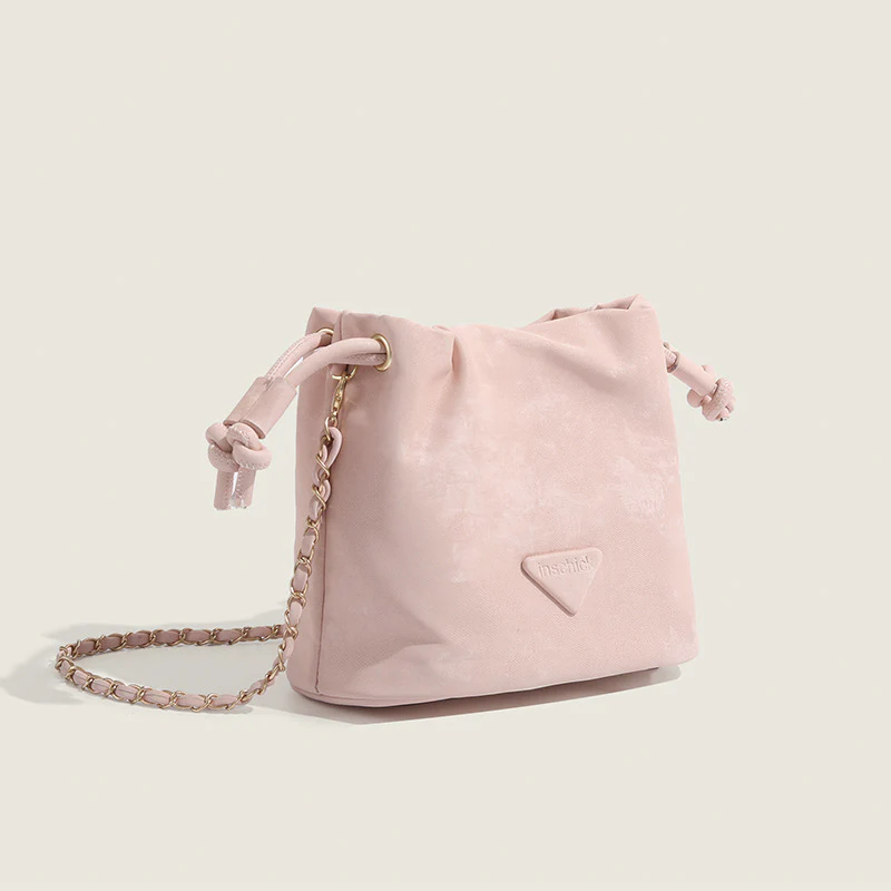 DEANWANGKT 2025 Puff Pump with Bucket Bag Women's  Fashion Pink Chain One Shoulder Crossbody Bag ins Hot Style Simple Cloud Bag - Deanwangkt