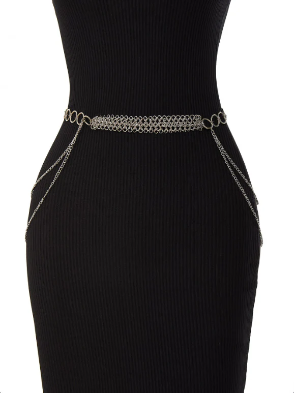 2025  3271  hot-selling new small ring joint metal wave tassel side pendulum chain 8-character chain waist chain body chain - Deanwangkt