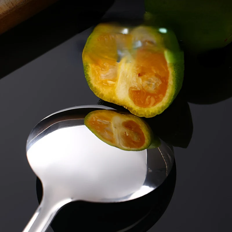 6-Piece Durable Stainless Steel Soup Spoon Set for Home Use - Thickened Round Spoons for Serving Soups and Sauces - Elegant Kitchenware - Deanwangkt