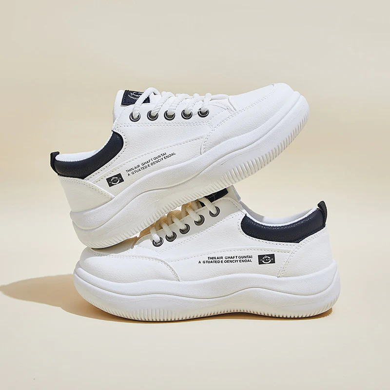 2025 spring new little white shoes female Korean version student running board shoes ins tide height casual shoes street shot Q820 - Deanwangkt