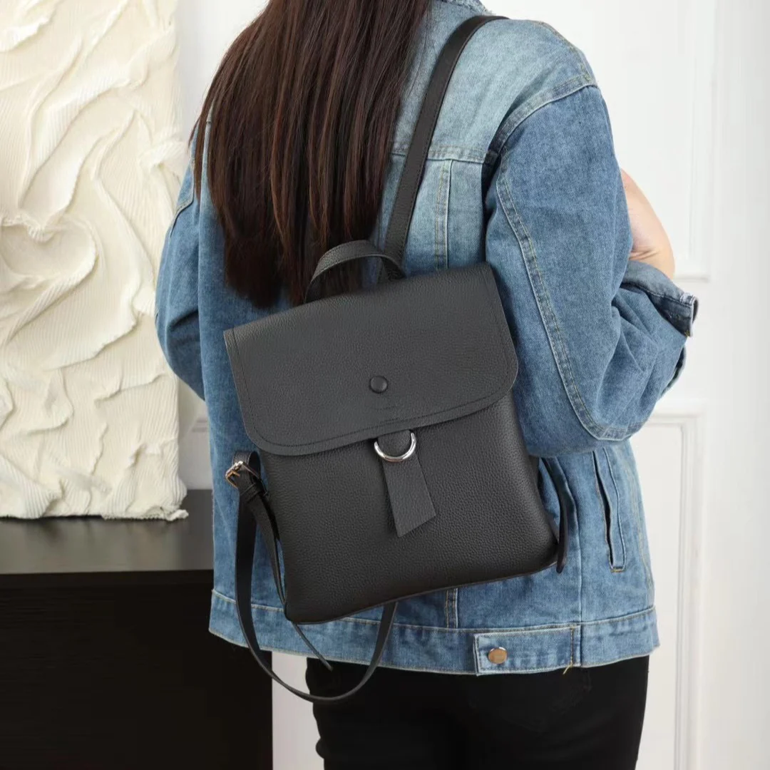 Leather women's bag women's backpack first layer cowhide backpack casual shoulder versatile commuter New togo leather 827 - Deanwangkt