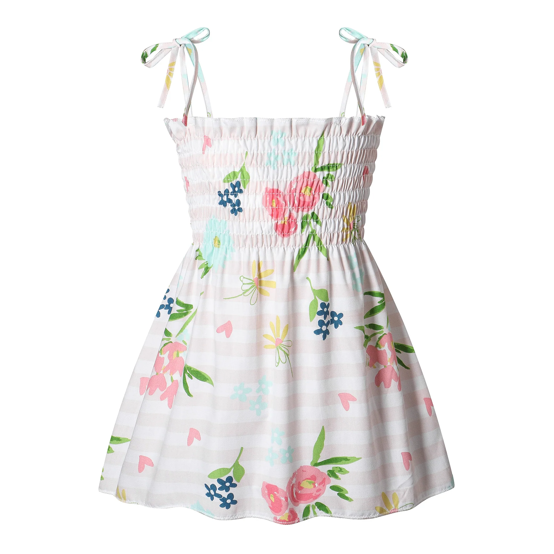 Summer New Beach Children Princess Dress Girls Solid Color Printing Cotton Suspender Skirt Baby Dress Children Shirt - Deanwangkt