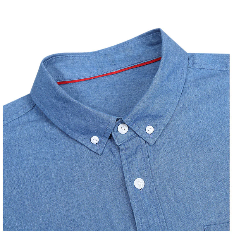 DEANWANGKT 2025 men's short-sleeved denim shirt autumn and winter  men's bottoming shirt long-sleeved business men's shirt - Deanwangkt