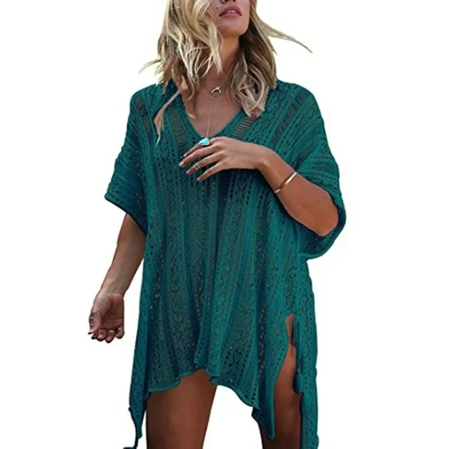 DEANWANGKT  Hot Selling Beach Cover-up Bikini Sun Protection Shirt Knitted European and American Loose Casual Hollow Shirt Women - Deanwangkt