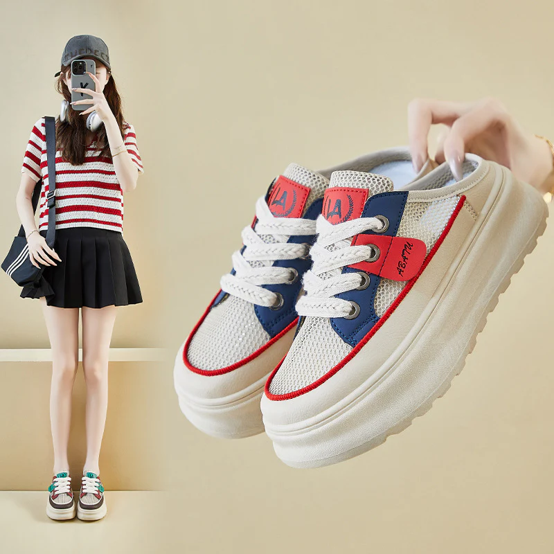 2025 summer little white shoes new Korean version ins female students thick sole heightening mesh breathable casual shoes ZY1828 - Deanwangkt