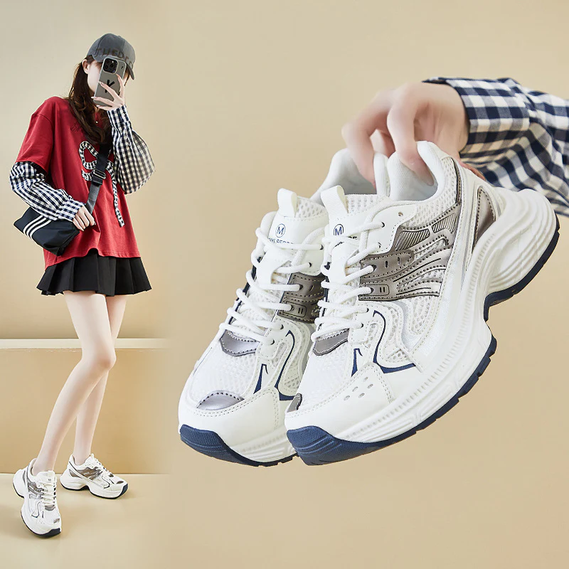 2025 ins Korean version of the new dad shoes girl  spring student sports running casual street shooting thick sole height increase ZL816 - Deanwangkt