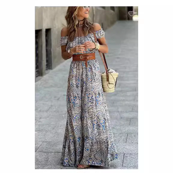 DEANWAQNGKT  Cross-Border   European American Fashion Floral Print Dress - Deanwangkt