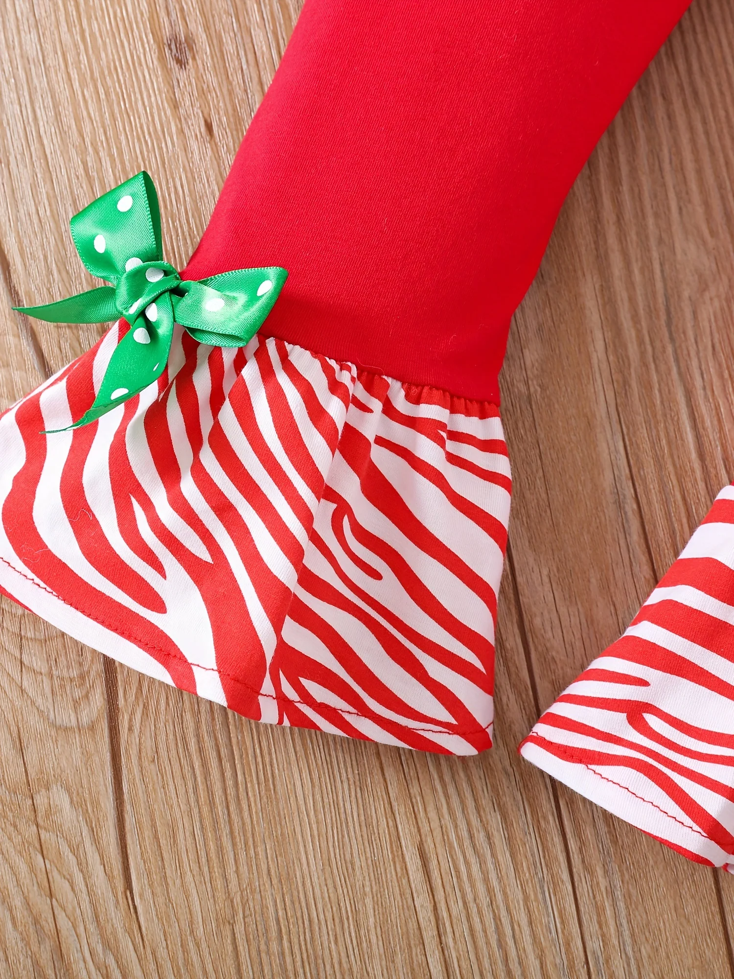 2pcs Toddler Girl's Santa Clause Patched Peplum Top & Flared Pants Set, Christmas Outfit for Spring Fall Festival - Deanwangkt