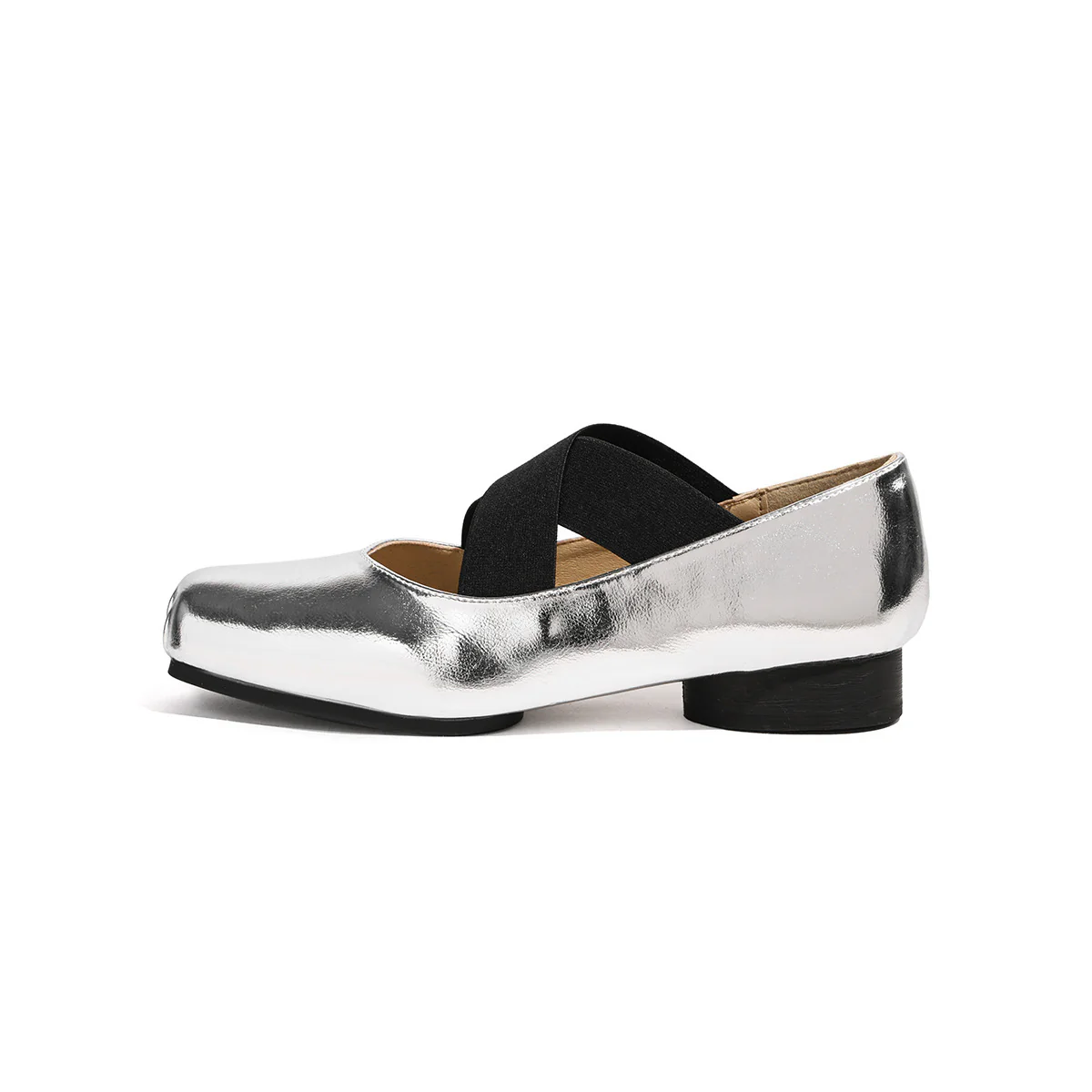 DEANWANGKT  Genuine Leather Mary Jane Pumps Autumn and Winter Retro Cross Belt Square Toe Comfortable Chunky Heel High Heel Pig Nose Ballet Shoes - Deanwangkt