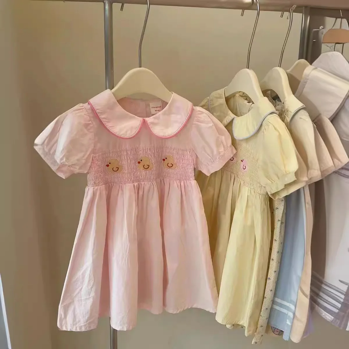Girls' 2025 Summer Dress Baby Girls' Cotton Embroidery Little Duck Cute Princess Dress Baby Skirt - Deanwangkt