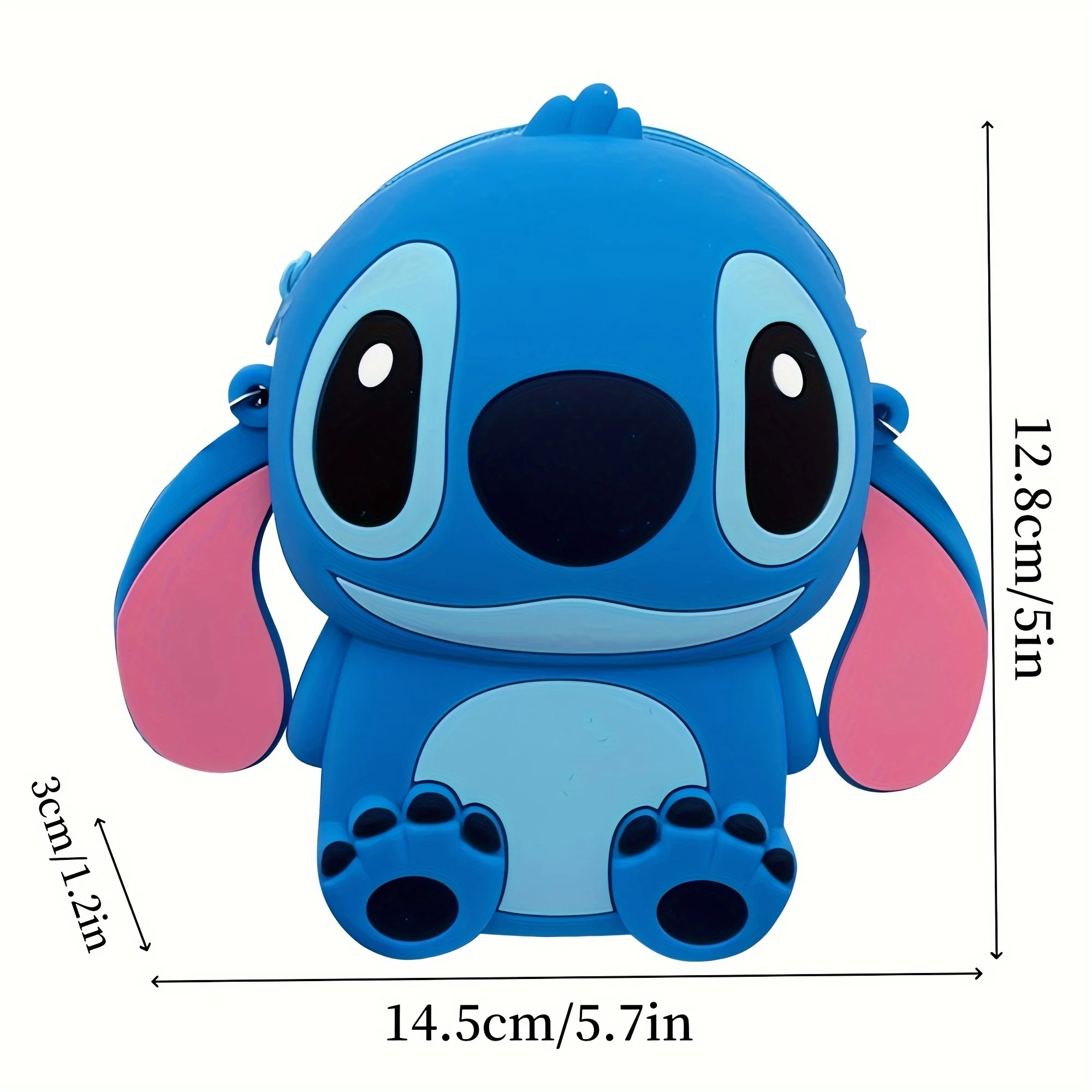 1pc Disney Stitch Crossbody Bag - Adjustable Shoulder Strap, Zipper Closure, Cartoon Stitch Design, Silicone Material, Coin Wallet Purse with Secure Storage - UME Brand - Deanwangkt