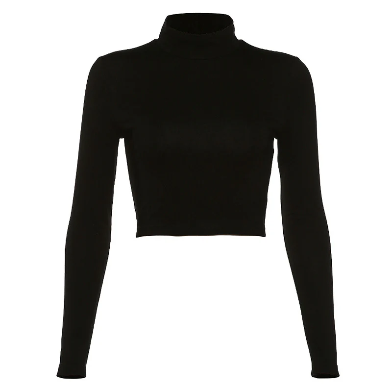 DEANWANGKT  Cross-Border Ins Autumn and Winter New round Neck Long Sleeve Sexy Backless Lace up Slim T-shirt Female One Piece Dropshipping - Deanwangkt