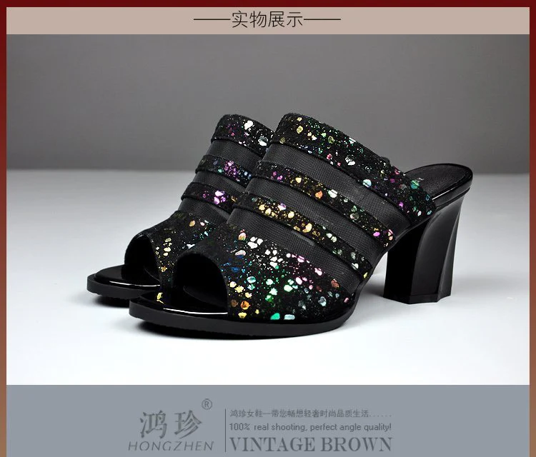 DEANWANGKT  Peep-Toe Slippers Women's New Mesh plus Size Foreign Trade High Heel Shoes for Spring and Summer - Deanwangkt