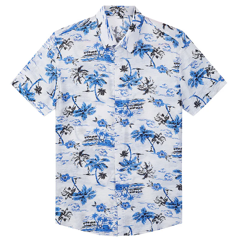 DEANWANGKT 2025 Hawaiian Printed Short Sleeve Flower Shirt, Men's Beauty Size Summer Beach Loose Hot Trade Men's Shirt - Deanwangkt