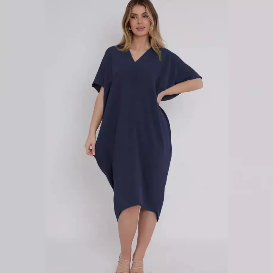 DEANWAQNGKT  European American Summer New Cross-Border  Independent Station Hot Sale Slit Mid-Length Dress Foreign Trade Women's Clothing - Deanwangkt