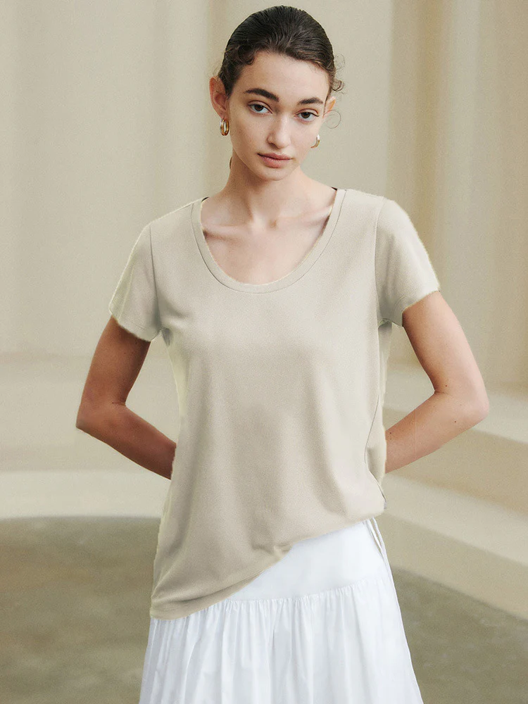 Siyuan, Japanese Knitted Triacetic Acid Cool Anti-Wrinkle Smoothie Lazy Loose Sunscreen T-Shirt Short Sleeve Women 7732 + 773 - Deanwangkt