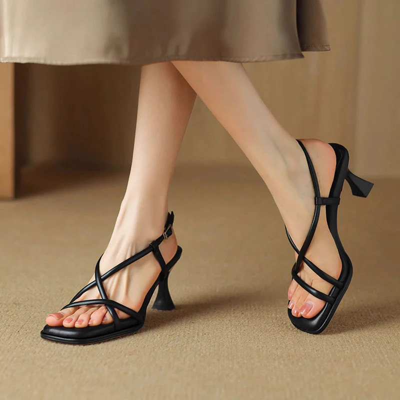 DEANWANGK  Summer New Sandals Women's Summer Wear Stiletto Heel Soft Bottom  Style Beautiful High Heels Wanwan Lei Style Gentle Shoes - Deanwangkt