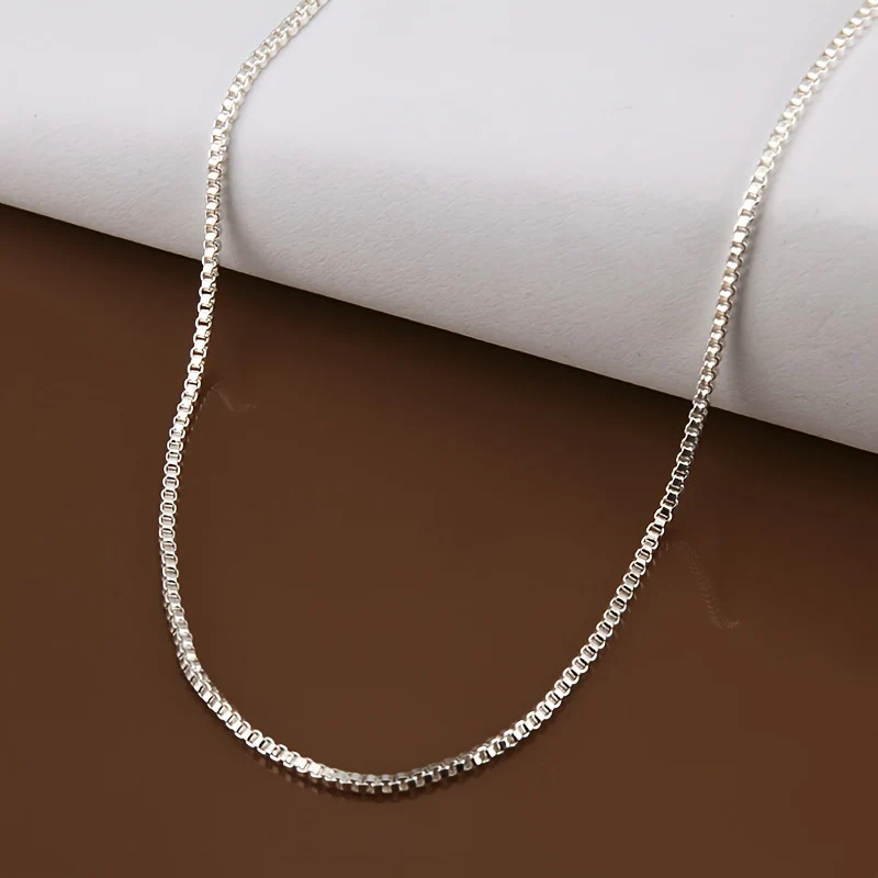 925 Sterling Silver Box Chain Necklace Elegant & Sexy Neck Chain Versatile Jewelry Gifts For Women - Deanwangkt