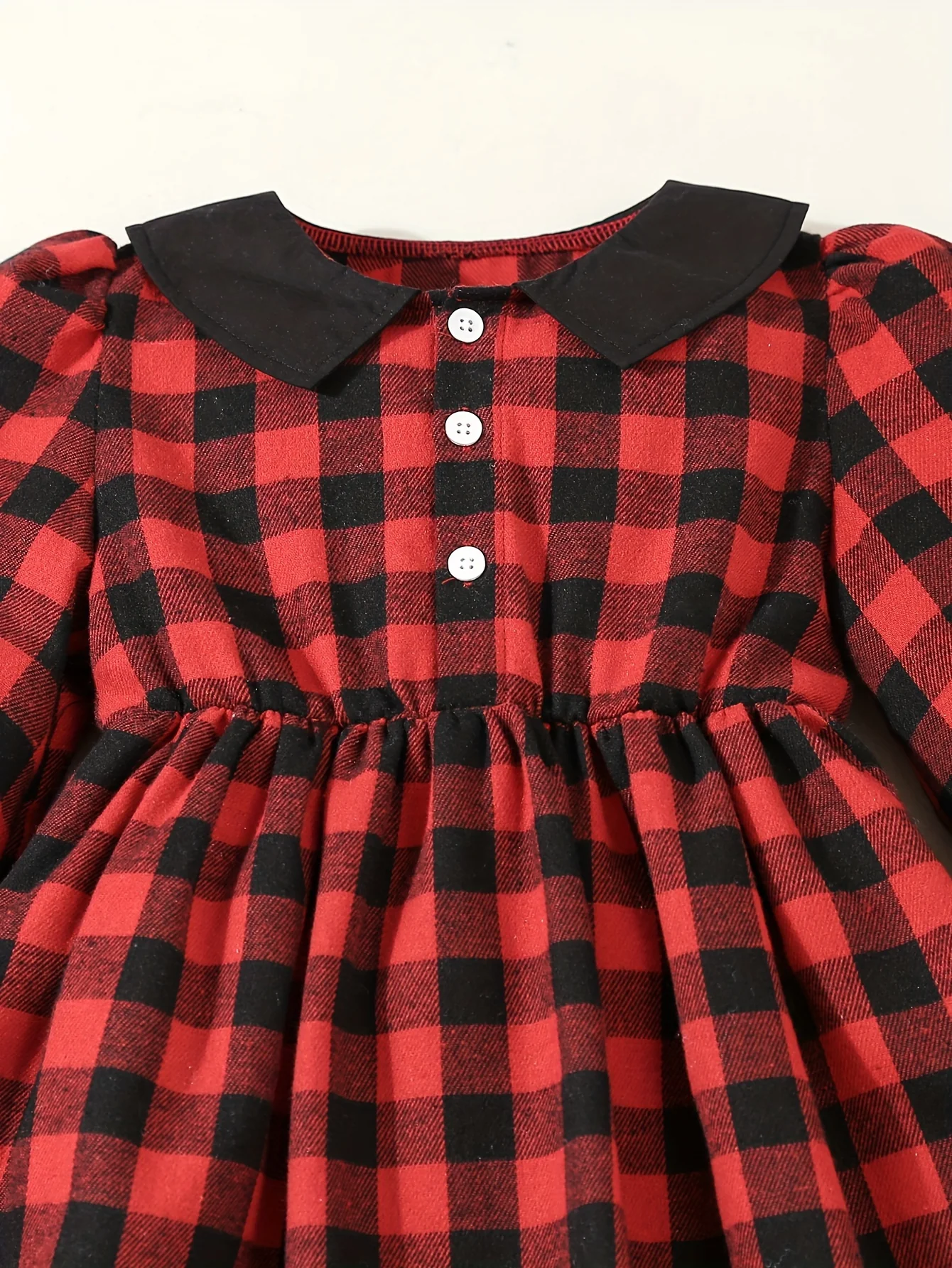 Youngsters's Brother and Sister Set, 1pc Not 2pcs, Please Purchase Boy or Girl Clothes Separately, Single Piece Girl Cute Doll Collar Red Plaid Waistline Long Sleeve Dress, 1 Set Boys Gentleman Suit Plaid Long Sleeve Shirt with Bow Tie + Casual Back - Deanwangkt