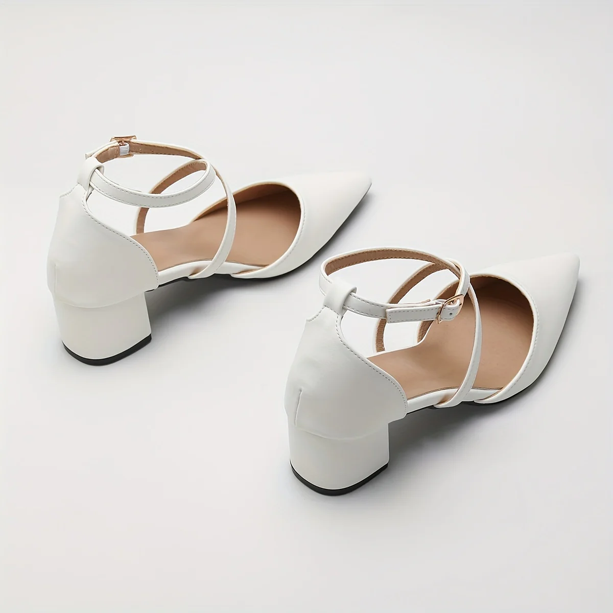deanwangkt  Women's D'Orsay Chunky Heeled Sandals, Pointed Toe Crisscross Strap Pumps, Elegant Party & Wedding Shoes - Deanwangkt