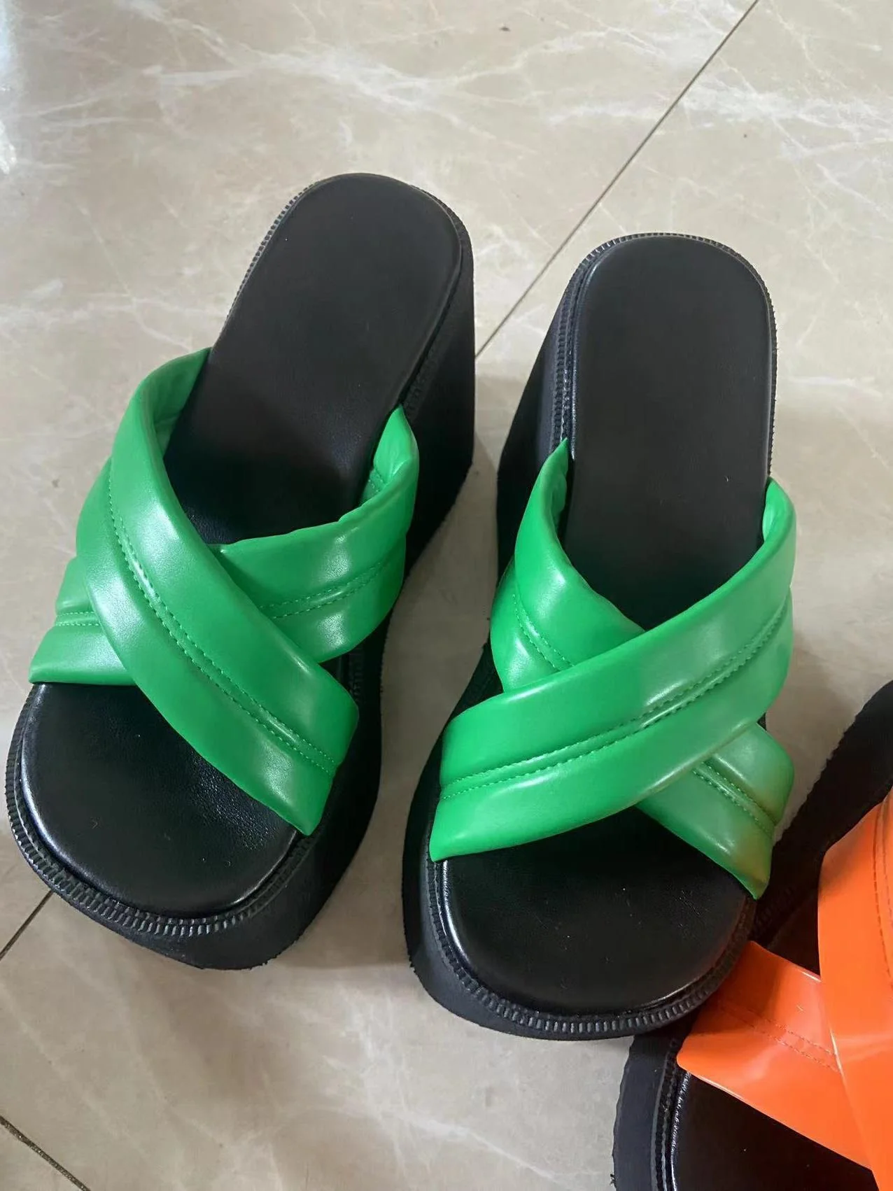 DEANWANGKT  Cross-Border  Summer New High Heel Cross Slippers Female  Independent Station Foreign Trade plus Size Beach Slippers - Deanwangkt