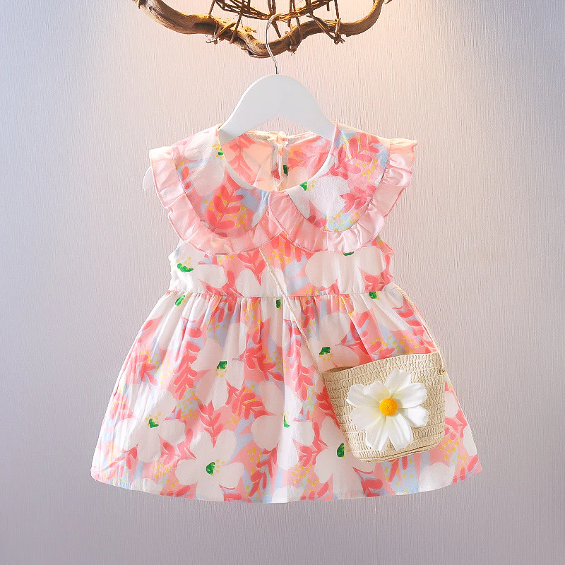 Competitive Factory Summer Dress New Children's Summer Baby Short Sleeve Princess Dress Korean Children's Floral Skirt - Deanwangkt