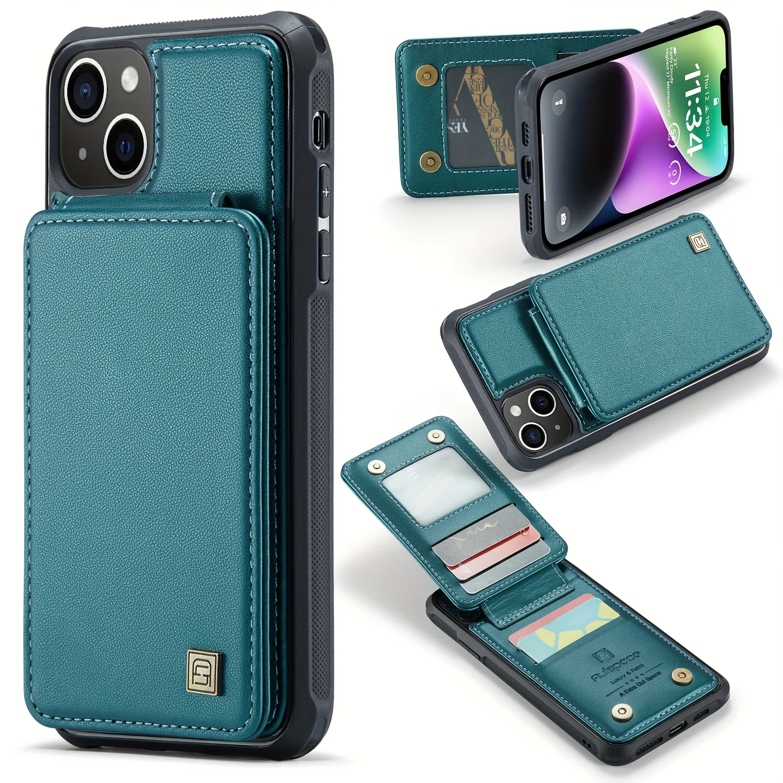 Durable Phone Case with Card Wallet & Anti-theft Compartment - For Couples - Secure Fit for iPhone 14 Pro Max, 12 mini, 11 Pro - Car Mount Ready - Deanwangkt