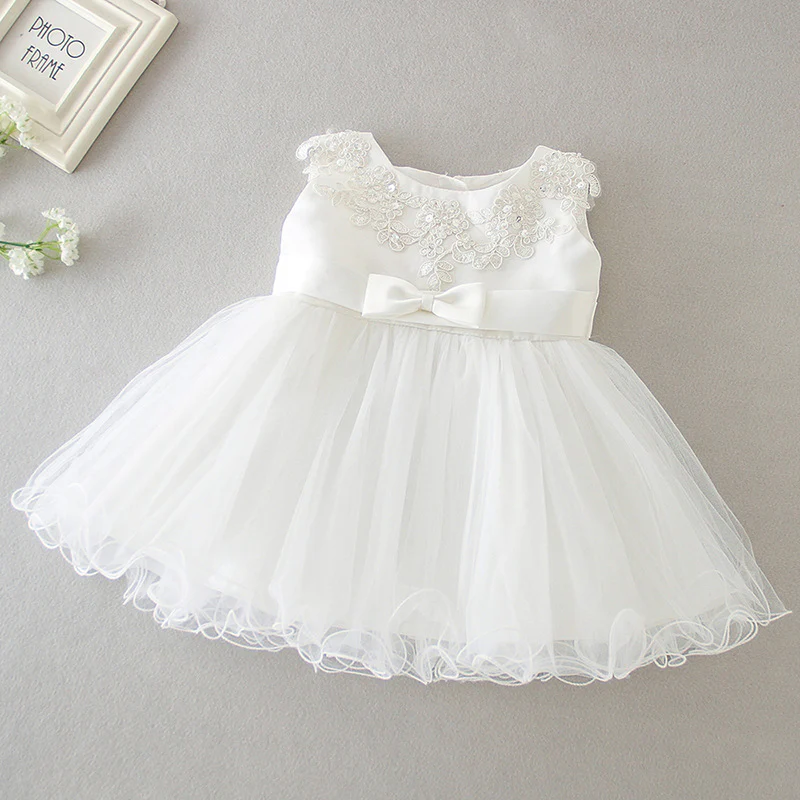 Newborn Girl Infant Baptism Dress Years Old One-Month Birthday Wedding Dress Two-Piece Set - Deanwangkt