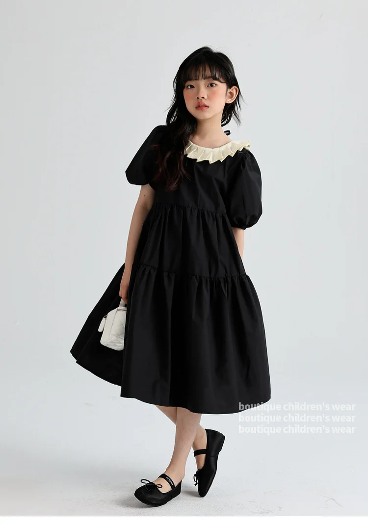 Girls' Summer Dress Dress  New Children's Summer Thin Skirt Medium and Big Children's Western Style Bubble Sleeve Princess Dress - Deanwangkt