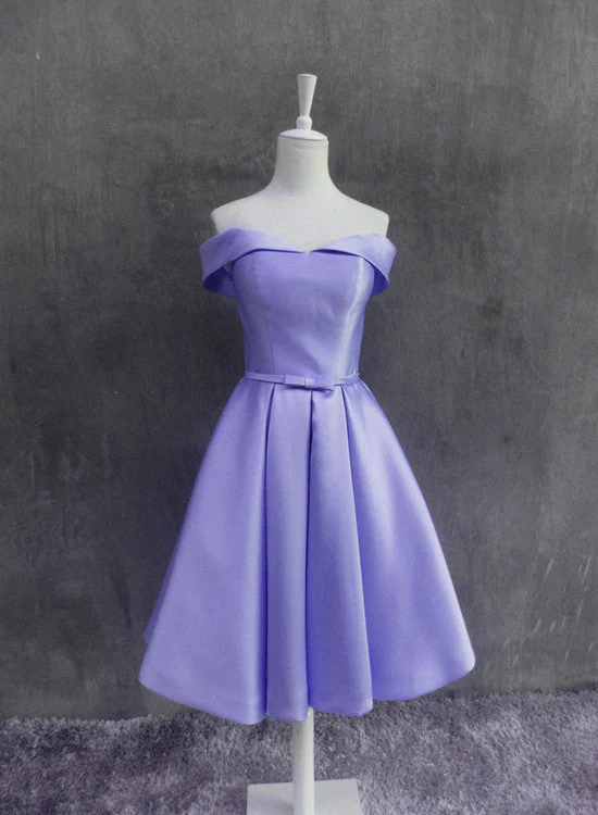 Solvbao Beautiful Light Purple Short Satin Party Dress , Purple Homecoming Dress - Deanwangkt
