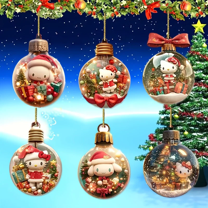6pcs Sanrio Christmas Tree Ornaments & Car Mirror Charms Set - Perfect for Holiday, Garden & Home Decor, Party Favors - Deanwangkt