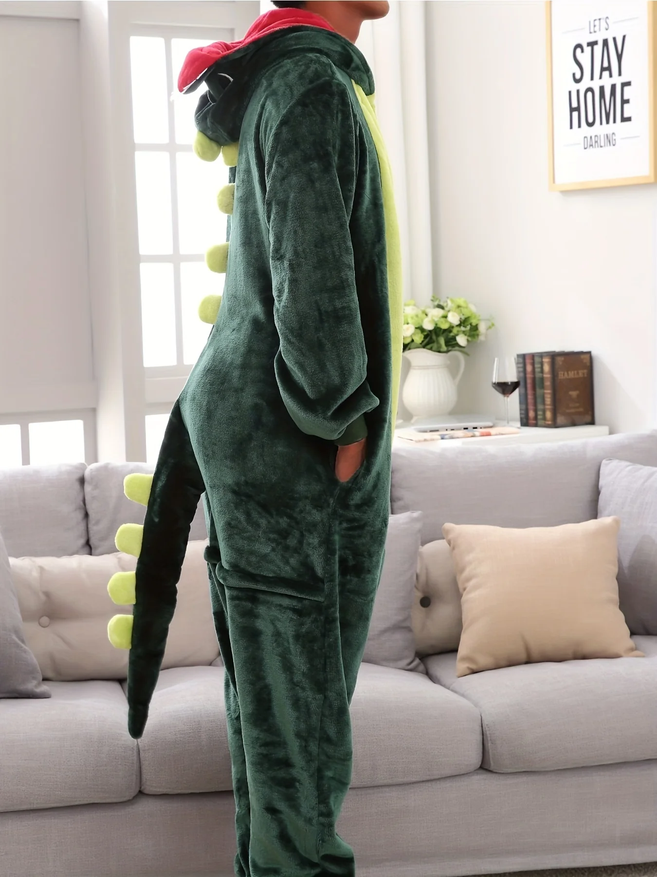 Comfy Unisex Dinosaur Onesie Pajamas - Hooded, Durable Knit for Parties & Cosplay - Deanwangkt