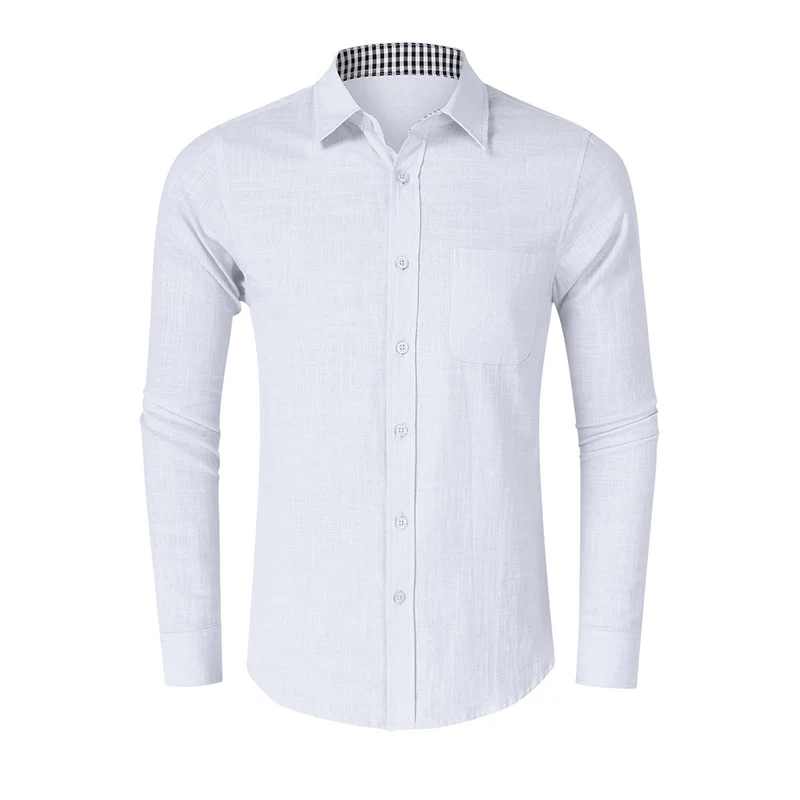DEANWANGKT 2025 men's linen shirt men's autumn and winter long-sleeved shirt Popular trade large size men's jacket shirt wholesale - Deanwangkt