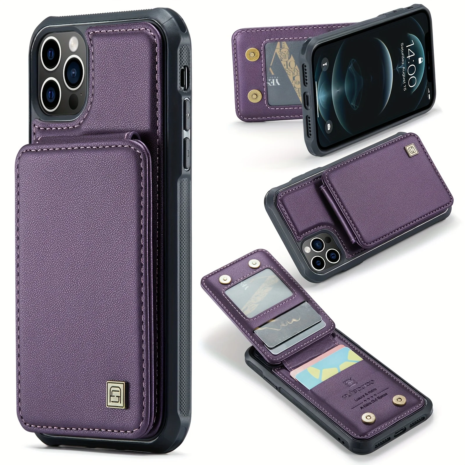 Durable Phone Case with Card Wallet & Anti-theft Compartment - For Couples - Secure Fit for iPhone 14 Pro Max, 12 mini, 11 Pro - Car Mount Ready - Deanwangkt