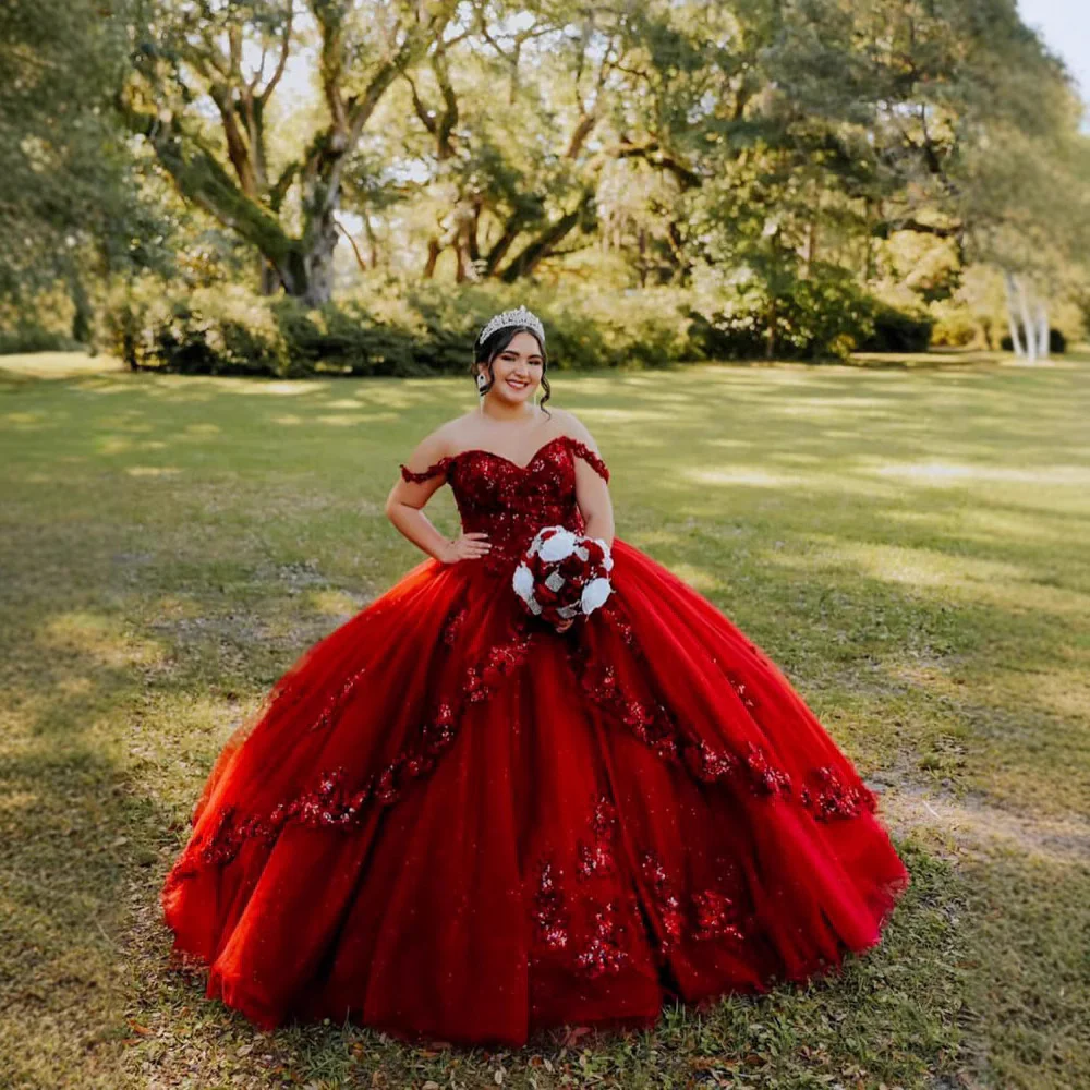 2025Popular, ,   new evening dress one-word shoulder bar mitzvah dress princess dress three-dimensional flower applique dress - Deanwangkt